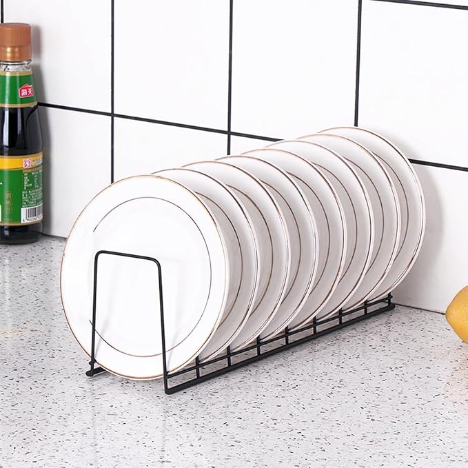 4 Pack Pot Lid Holder Kitchen Pot Lid Organizer Cabinet Rack Suitable for Bakeware, Dish, Plate, Pots & Pans, Cutting Boards, Serving Trays, Reusable Containers in Cabinet Pantry (Black)