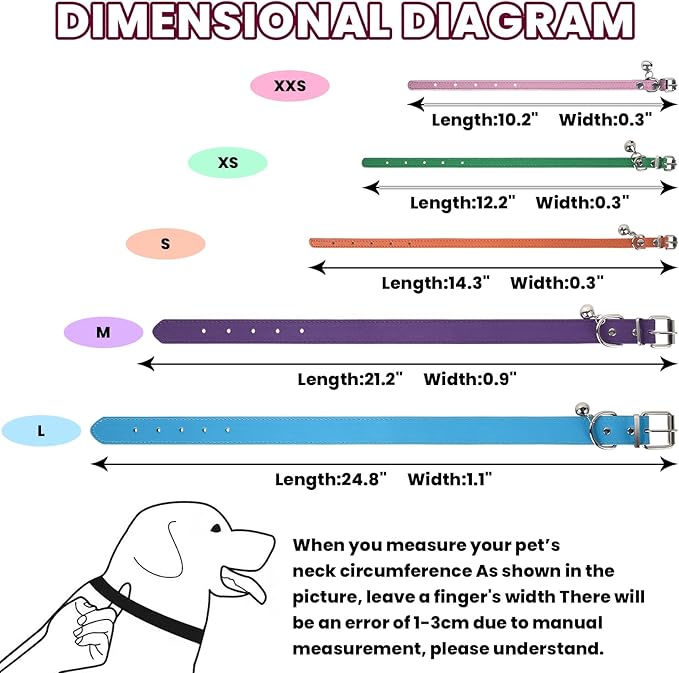 S Dog Collar for Small Dogs Adjustable Dog Collars Cat Collar for Small Medium Large Dogs 3/8 inch Width (Black, S)