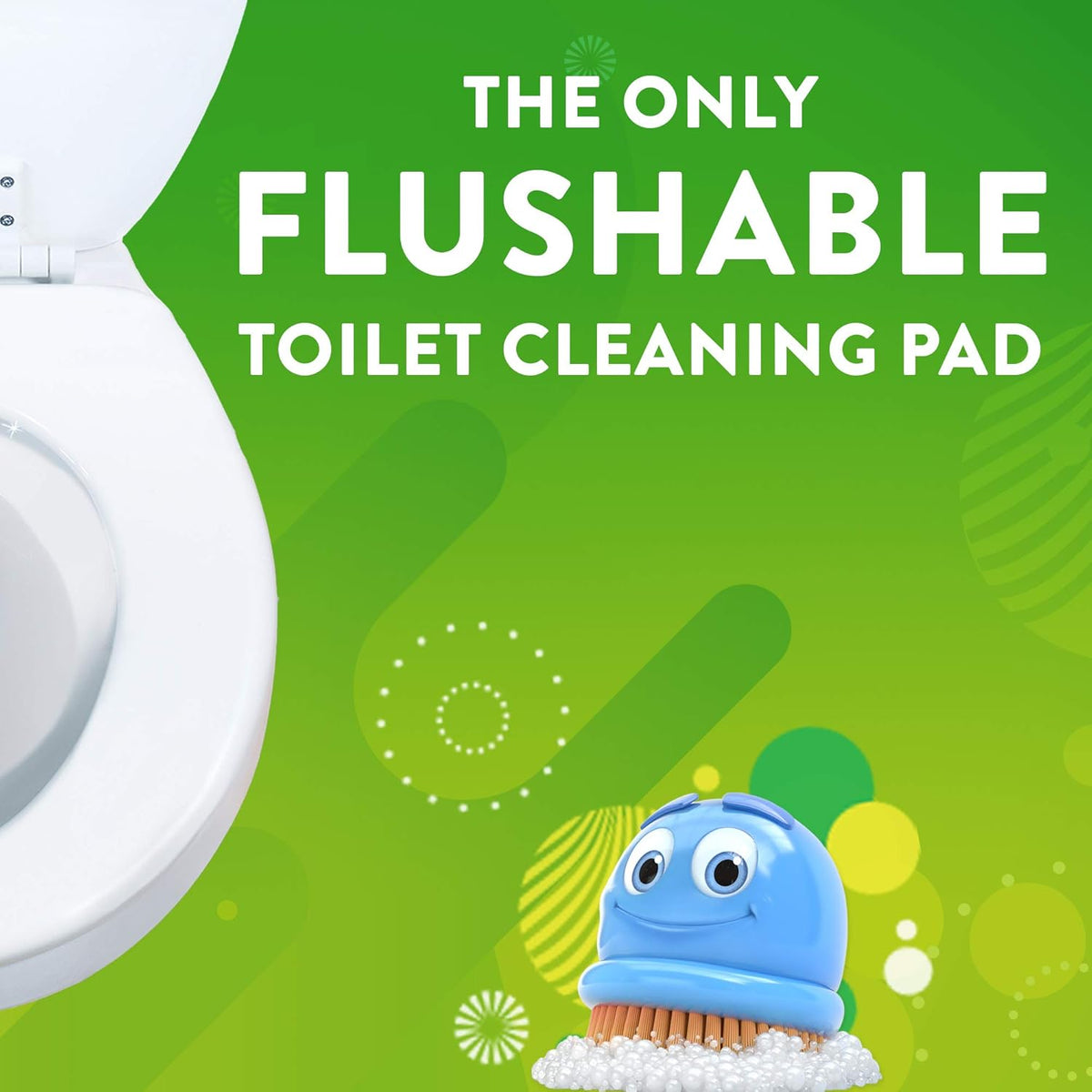 Scrubbing Bubbles Toilet Bowl Brush and Holder with Cleaner Refill Pads, Fresh Brush Toilet Wand Starter Kit, Cleans Limescale & Fights Odors, Citrus Scent, 1 Wand + 4 Refills + 1 Stand
