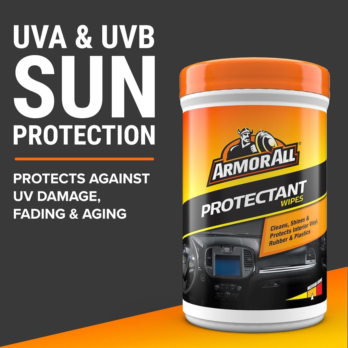Armor All Car Interior Protectant Wipes, 90 Count Canister, UV Protectant for Vinyl, Rubber, Plastic, Trim and Dashboards