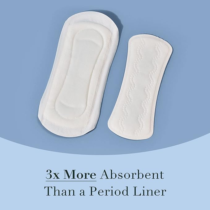 Rael Incontinence Liners for Women, Organic Cotton Cover, Postpartum Essential, Moderate Absorbency, Bladder Control, 4-Layer Core with Leak Guard Technology (Regular, 96 Count)