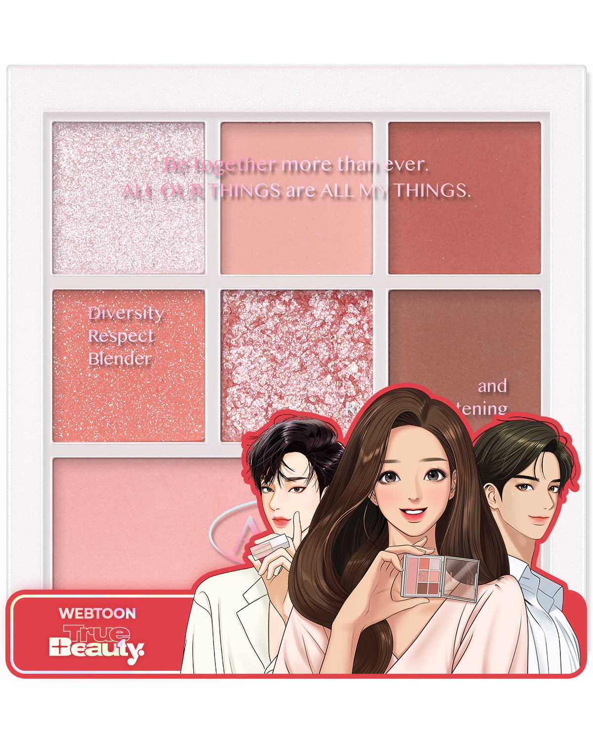 AMTS x True Beauty Edition - Some Love EyeShadow Makeup Palette | Matte Shimmer Metallic, Long Lasting, Cheek blush, All My Things, K Beauty, Pink Gold makeup