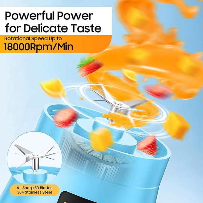 Cordless Portable Personal Size Blender - 12 Oz Mini Blender Make Smoothies and Shakes, Cordless Lightweight Rechargeable, Freshly Squeezed in Picnic/Sports/Office