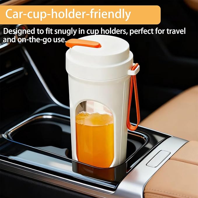 Portable Blender Cup, 15oz Mini Juicer, Shake and Smoothie Maker, Upgraded 2 Lids (Juicing & Drinking), 12 Blades, Usb Rechargeable Blender for Camping/Travel/College dorm (Orange)