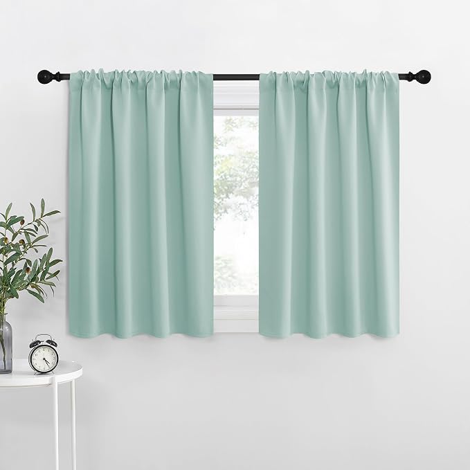 NICETOWN RV Blackout Curtains for Camper Windows, Aqua Blue, Kitchen Curtains