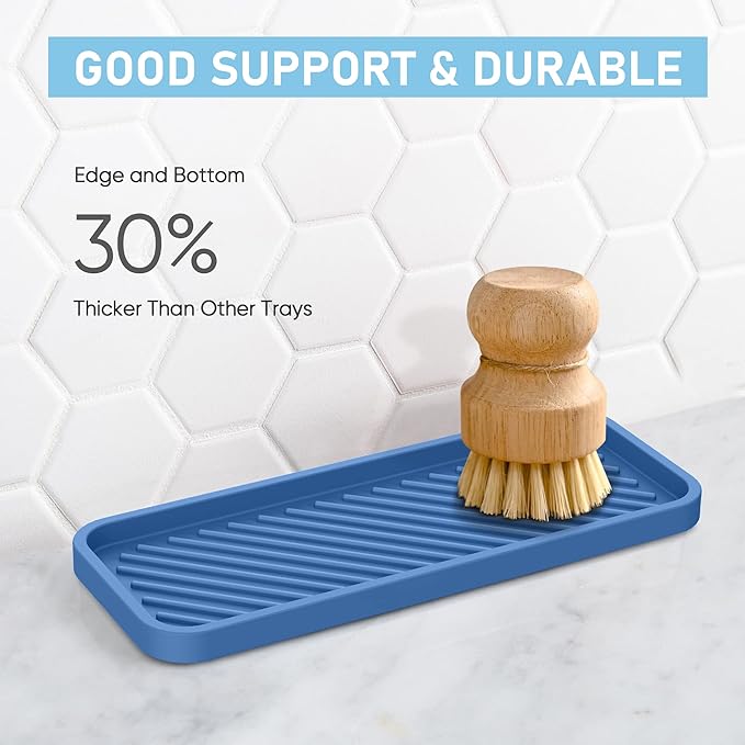 EG-SIPRO Silicone Sponge Holder, Kitchen Sink Organizer Tray, Sponge Caddy Dish Soap Holder, Scrubber, Soap Dispenser, Scouring Pad