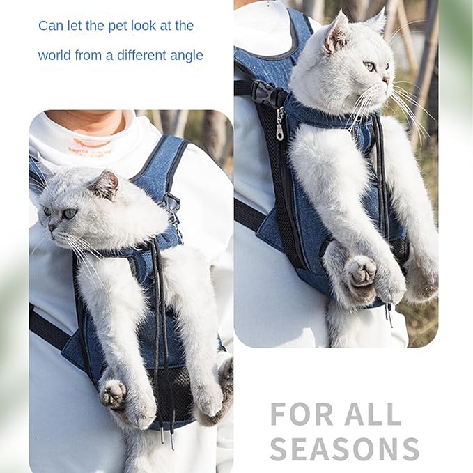 Portable Pet Carrier Backpack, Adjustable Pet Front Cat Dog Carrier Backpack Travel Bag for Small Medium Dogs Cats Puppies, Cat Backpack Carrier for Hiking Cycling (K, M)