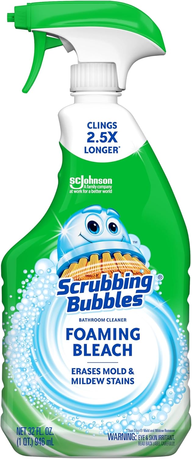 Scrubbing Bubbles Foaming Bleach Bathroom and Shower Cleaner Disinfectant Spray, Helps Erase Mold & Mildew, 32oz