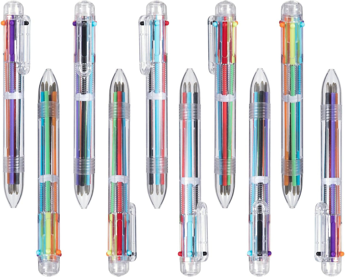 Favide 22 Pack 0.5mm 6-in-1 Multicolor Ballpoint Pen,6-Color Retractable Ballpoint Pens for Office School Supplies Students Children Gift,Kids Party Favors