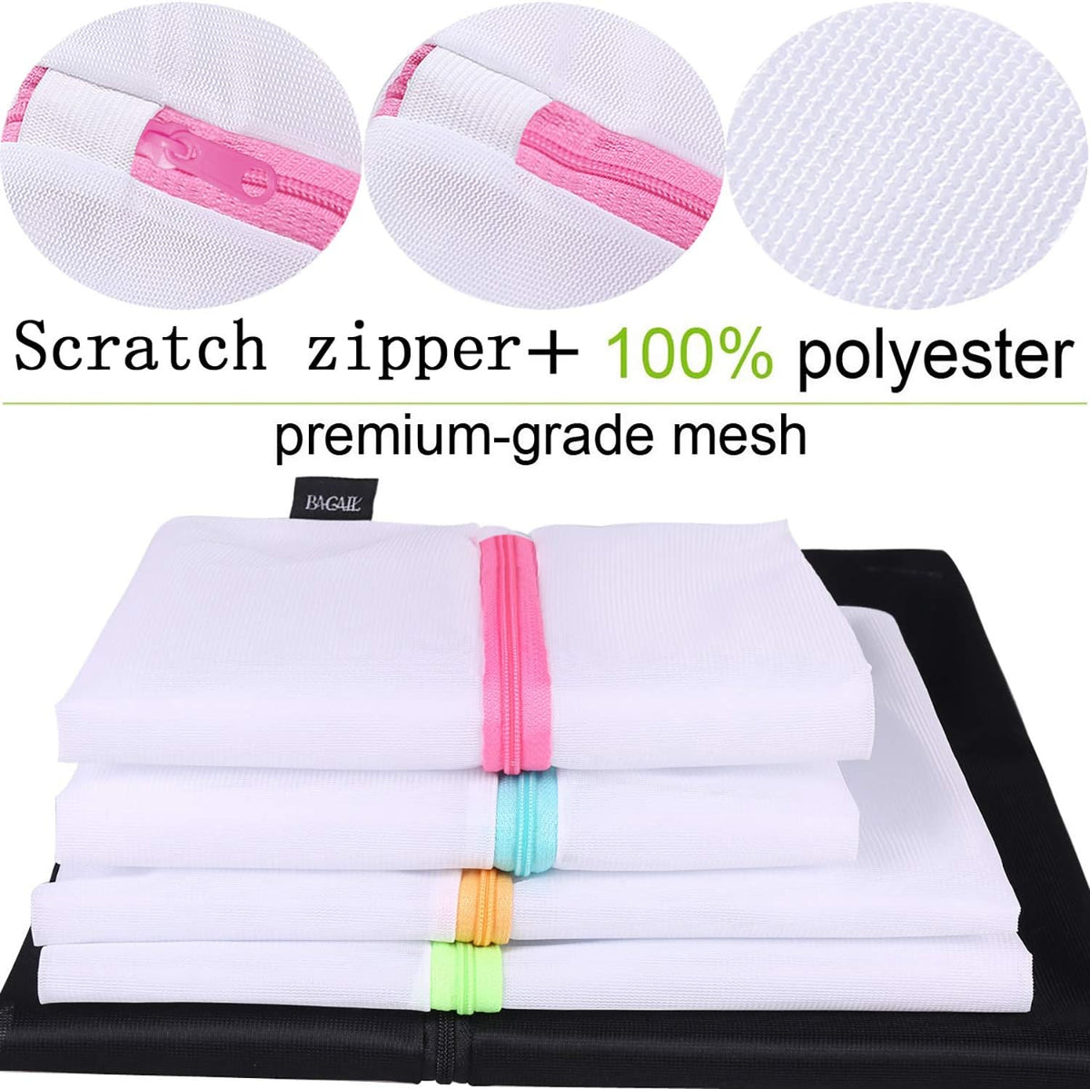 BAGAIL Laundry Bags Mesh Wash Bag for Intimates Lingerie and Delicates, 5Pcs (1XL,2L,2M)