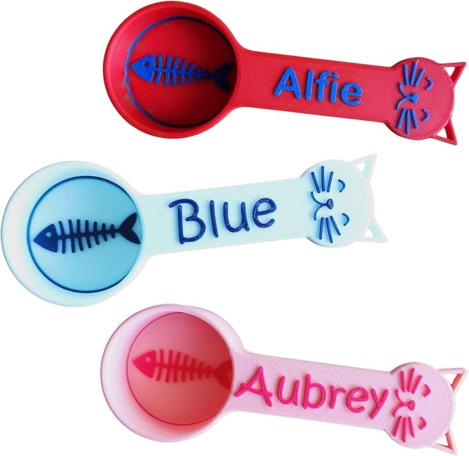 Personalized Cat Food Scoop, Cat Food Measuring Cup with Name, Kibble Scoop (4 oz - 1/2 cup)