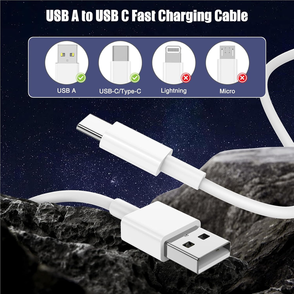 Car Carplay Cable for iPhone 17 16 15 Pro Plus Pro Max Air，3-Pack [3.3FT+3.3FT+6FT] USB A to USB C Cable for iPhone 17 16 15，for iPad Pro/Air/Mini，for Galaxy S25 S24，for MacBook Pro/Air and More