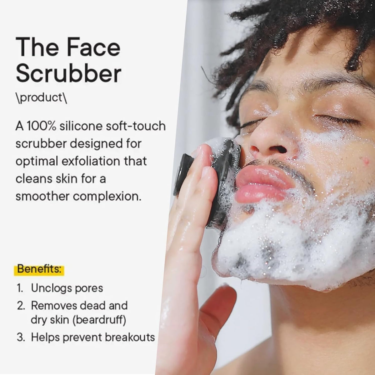 Face Scrubber, Silicone Face Scrubber for Men Facial Cleansing Brush Silicone Face Wash Brush Manual Waterproof Cleansing Skin Care Face Brushes for Exfoliating- Black