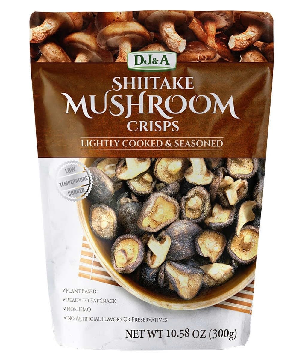 DJ&A Shiitake Mushroom Crisps - Lightly Cooked and Seasoned 10.28 Ounce (10.58 Ounce)