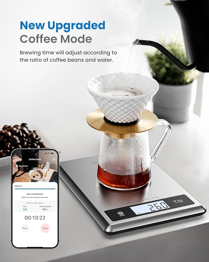 RENPHO Smart Food Kitchen Scale, Food Weight Scale with Nutritional Calculator, Digital Food Scale Grams and Ounces for Weight Loss, Calorie, Macro and Cooking, Stainless Steel