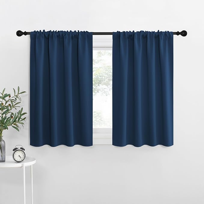 NICETOWN Blackout Curtains for RV Windows, Moroccan Blue, 2 Panels, Room