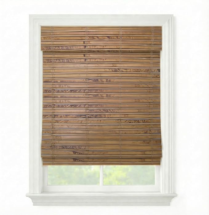 Cordless Woven Wood Roman Shades, 51W x 60H, Winthrop Camel, Sizes 20-72 Wide