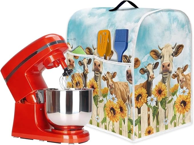 Sunflower Cow Mixer Cover | Portable Appliance Protector for 6-8 Quart Blenders, Coffee Makers & Juicers | Machine Washable & Extends Appliance Life