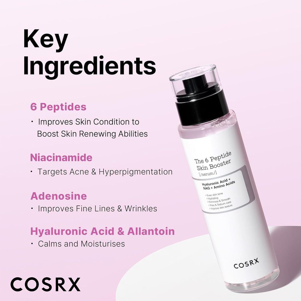 COSRX 6X Peptide Collagen Booster Toner Serum with Copper Peptides, Niacinamide & Hyaluronic Acid Skin Renewal Boosting Facial Essence for All Skin Types, Korean Skin Care, 150mL/5.07 Fl.Oz