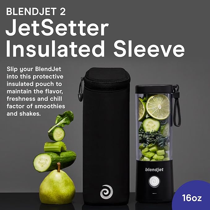 BlendJet Jetsetter Protective Insulated Sleeve - Water-Repellent Materials for Hours of Insulation - Durable, Sleek & Functional with Built-In Wrist Strap for Travel
