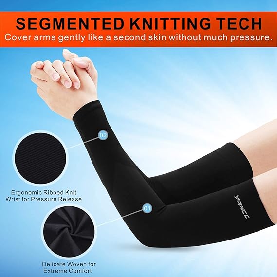 YQXCC 4 Pairs Arm Sleeves, Cooling UV Sun Protection Sports Compression Sleeves for Men Women, Golf Basketball Arm Sleeves