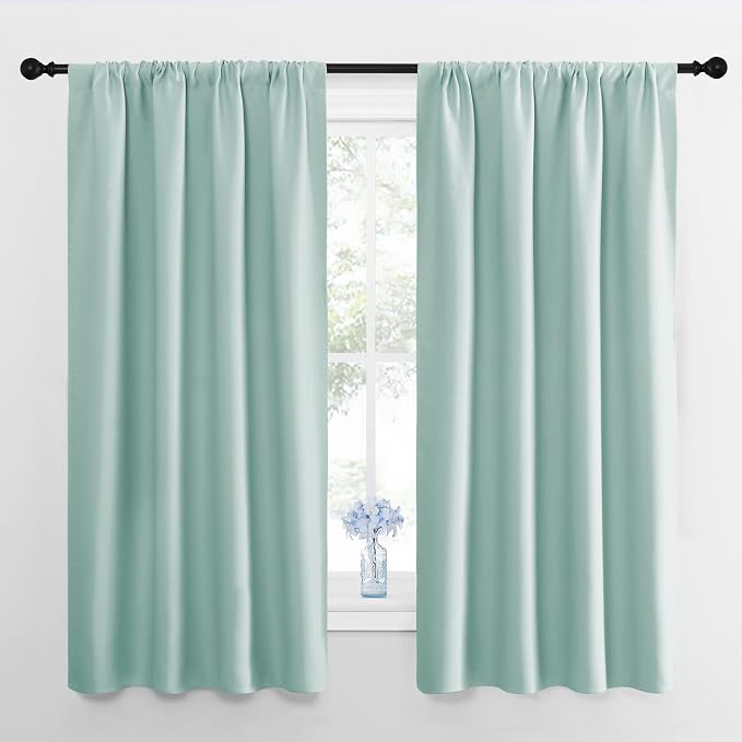 NICETOWN Kitchen Curtains, Short Blackout Curtains & Drapes, Aqua Blue