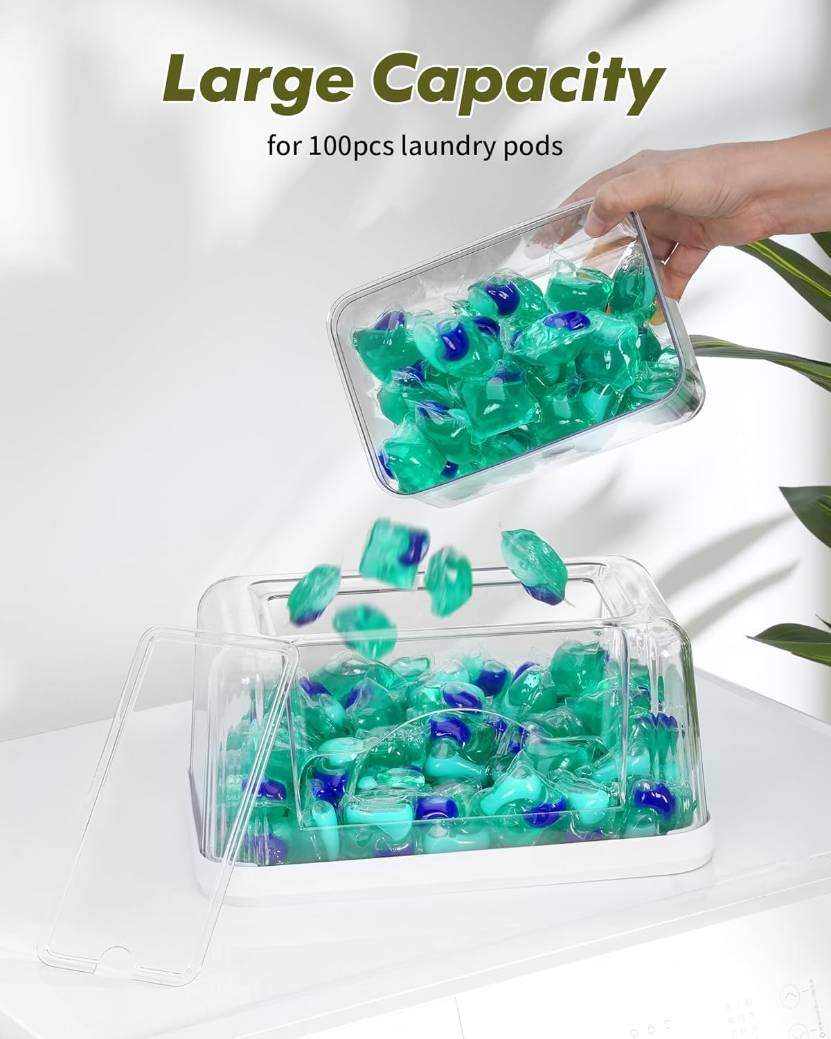 Trash Bag Dispenser Dishwasher Pod Organizer, 3 in 1 Grocery Garbage Bags Holder Storage Box Clear Laundry Room Pods Dishwasher Tab Cleaner Tablets Container Pantry Kitchen Under Sink Organizers