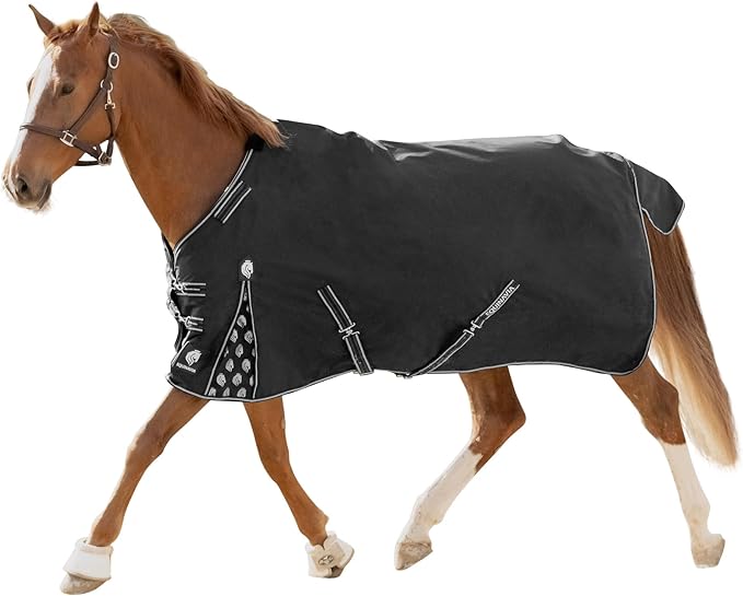 Equinavia Norse Lightweight 100g Fill Horse Rain Blanket | Waterproof Turnout Sheet - Black - 66 in - Black - 66 in