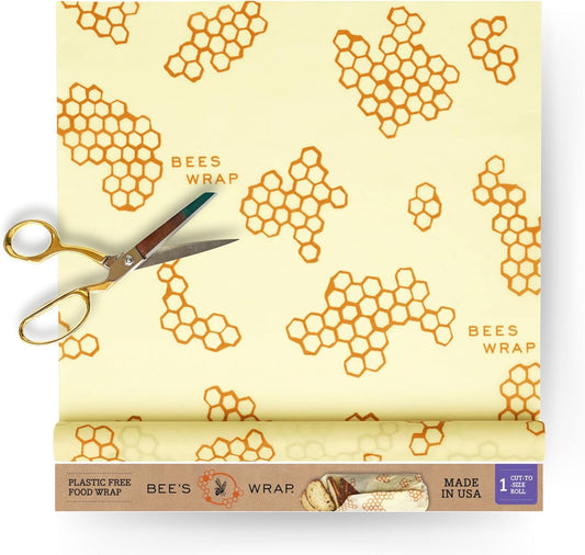 Bee's Wrap Beeswax Wraps for Food - Cut to Size 14x52" Wax Paper Roll - Made in USA Reusable Waxed Paper & Bowl Covers - Organic & Eco-Friendly Alternative to Aluminum Foil & Plastic Wrap, Honeycomb