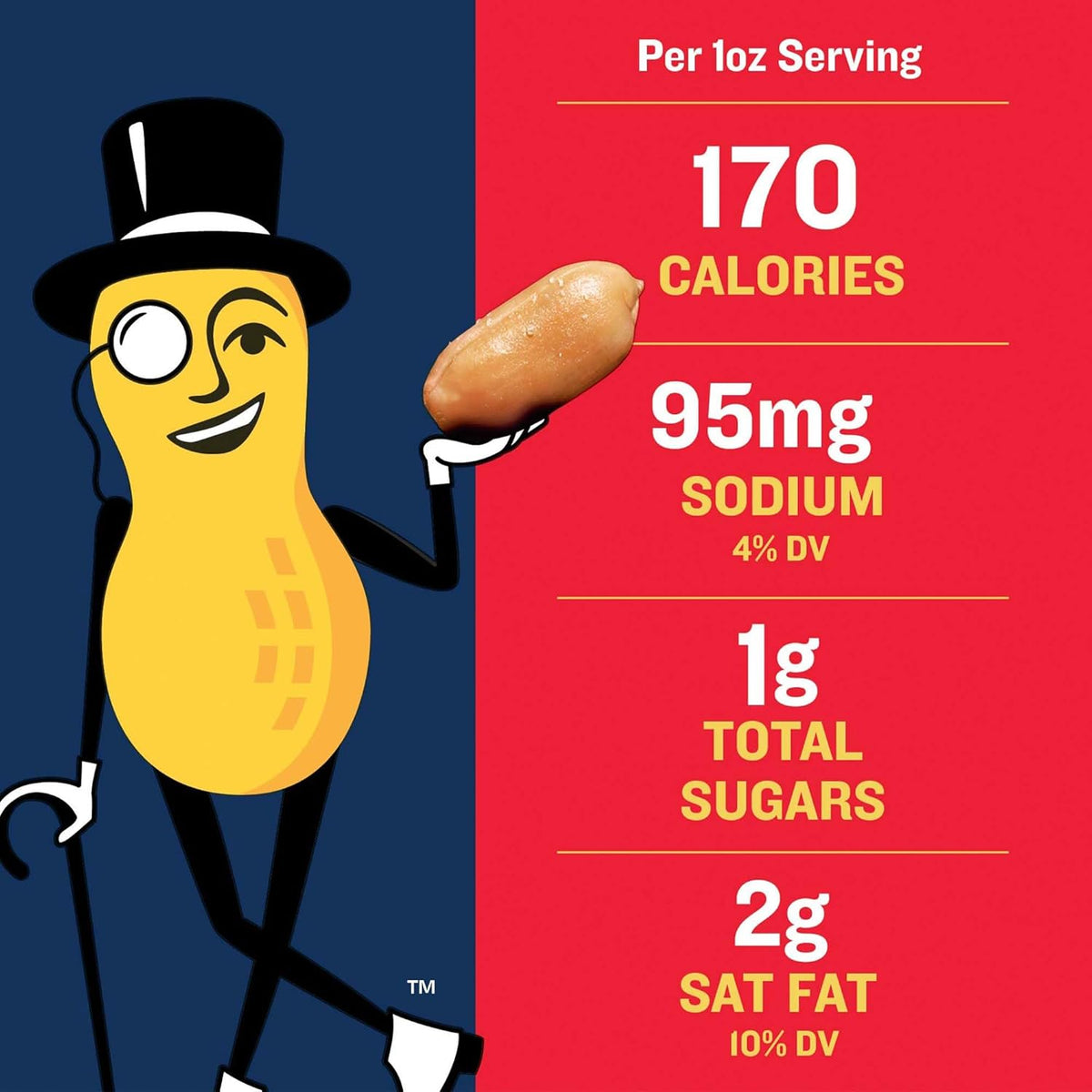 PLANTERS Salted Peanuts Cocktail, Party Snack, Plant-Based Protein, After School Snack, Roasted in Peanut Oil, Salted Nuts, Snacks for Adults, Bulk Nuts, Kosher, 2.19lb Jar