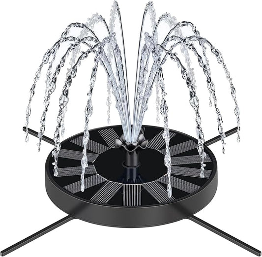 Solar Fountain Pump with Spray Height Adjustment, Upgrade Glass Solar Bird Bath Fountains with 6 Nozzles, Outdoor Solar Water Fountain Pump for Bird Bath, Garden, Pool, Pond