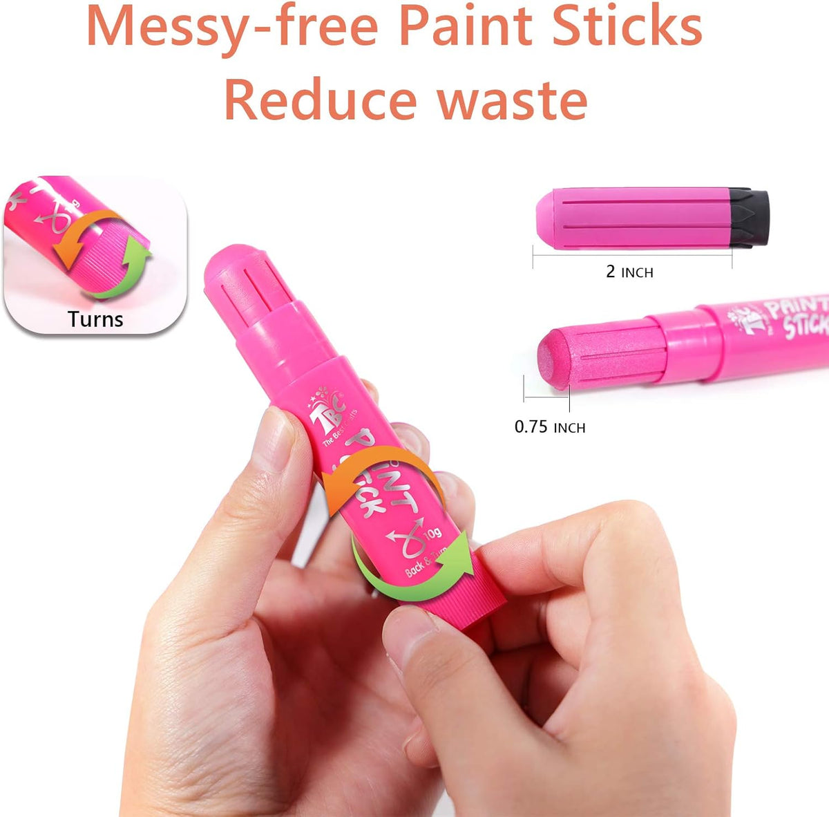 TBC The Best Crafts Paint Sticks,12 Classic Colors, Washable, Non-toxic, Tempera Paint Sticks for Kids and Students