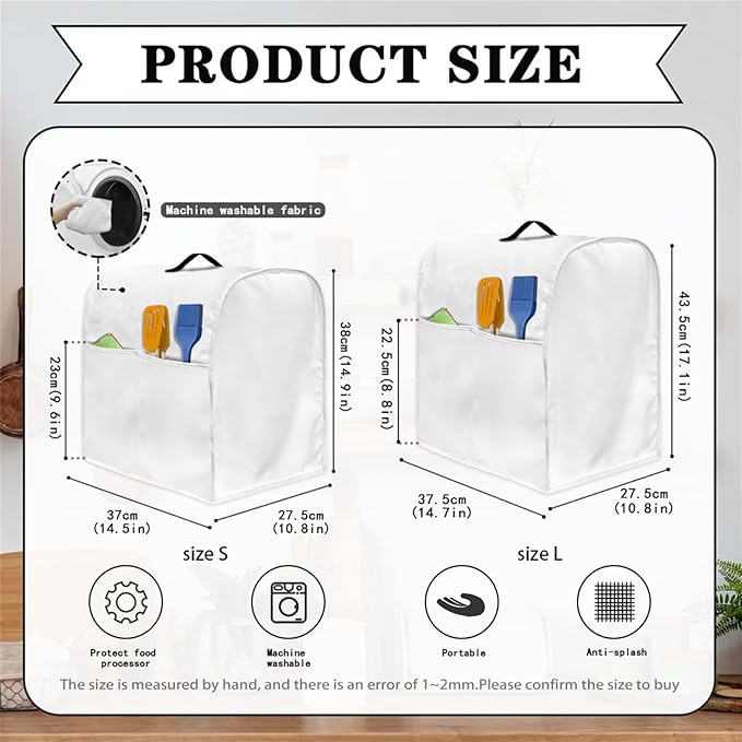 Tulip Bunny Stand Mixer Cover Portable Dust Cover for 4.5-5 Quart Kitchen Mixers with Handle and Pockets Small Appliance Protector for Home Kitchens