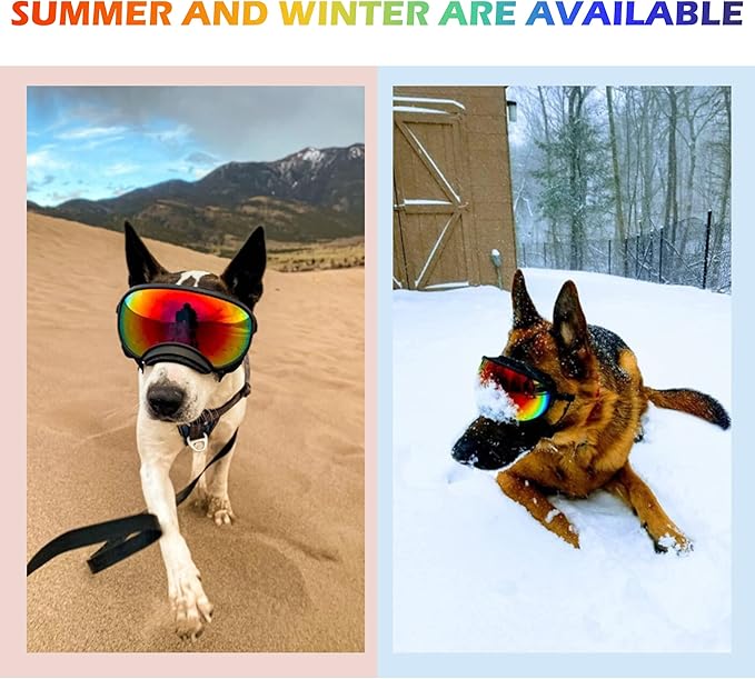 Large Dog Sunglasses with Adjustable Strap UV Protection, Winproof, Suitable for Medium-Large Dogs