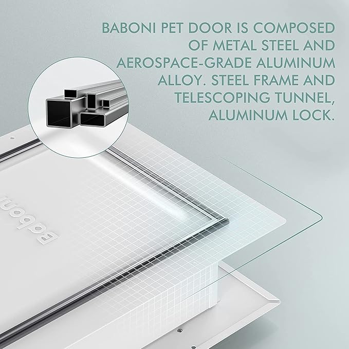 Baboni Pet Door for Wall,3-Flap,Steel Frame and Telescoping Tunnel, Aluminum Lock, Double Flap Dog Door and Cat Door, Strong and Durable (Pets Up to 220 Lb) -X-Large