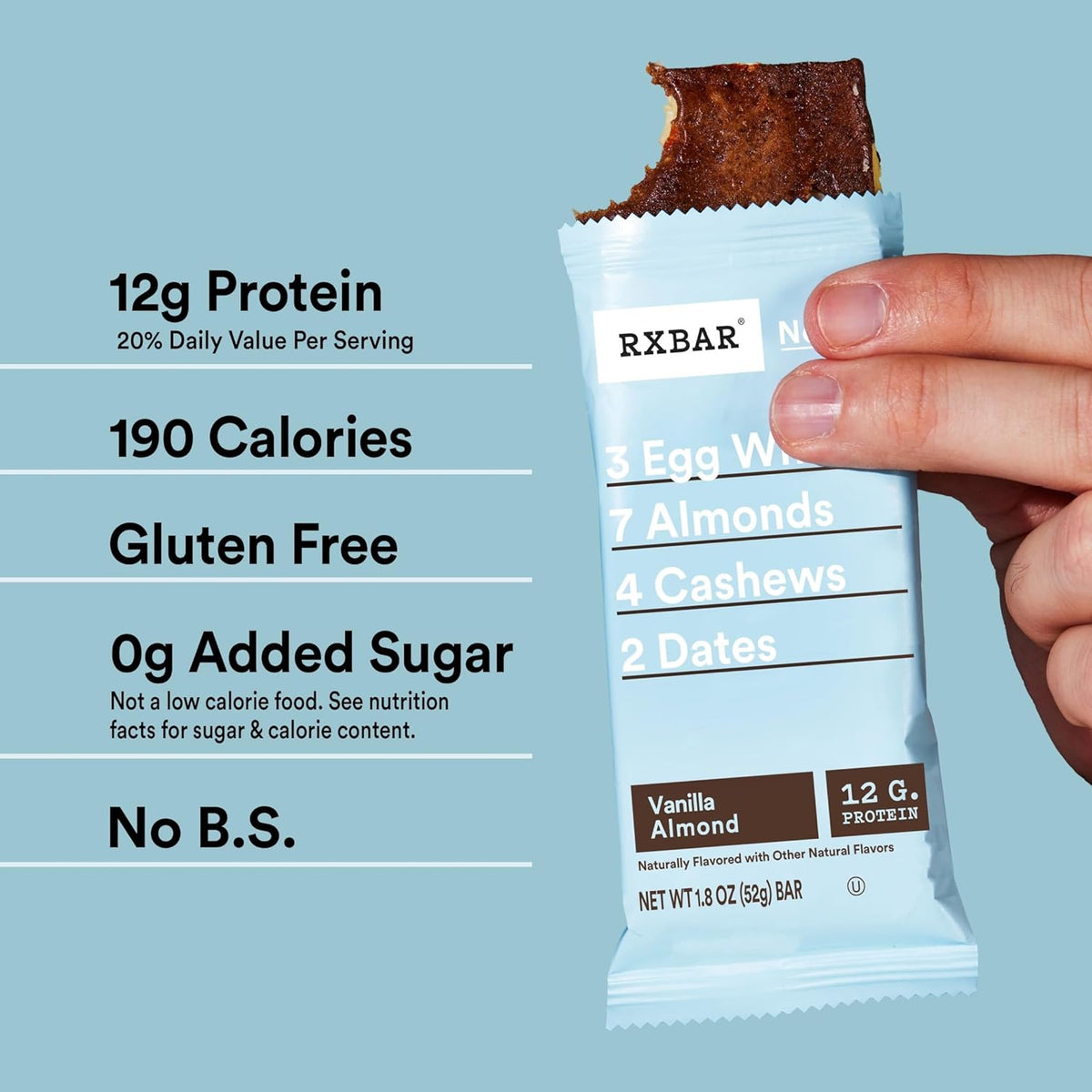 RXBAR Protein Bars, Protein Snack, Snack Bars, Vanilla Almond, 22oz Box (12 Count)
