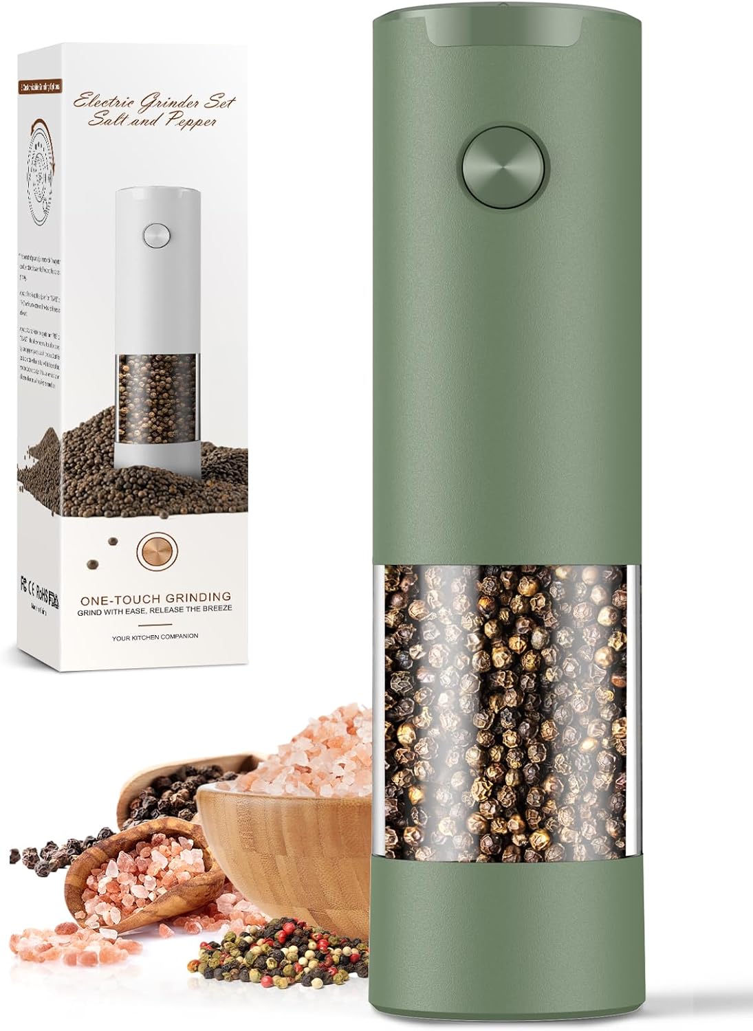 Electric Salt and Pepper Grinder Set Automatic Battery Pepper Mill Shakers Adjustable Coarseness Upgraded Larger Capacity with Led Home and Kitchen Appliances Christmas Gifts for Women