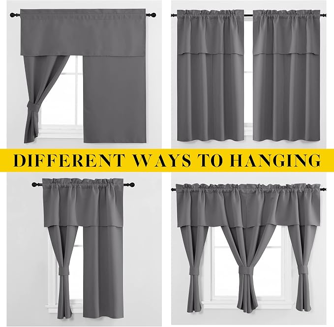 NICETOWN Short Curtains with Attached Valance