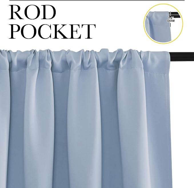 NICETOWN Blackout Curtains for Living Curtains, Vintage Blue, 1 Pair, 34-inch W