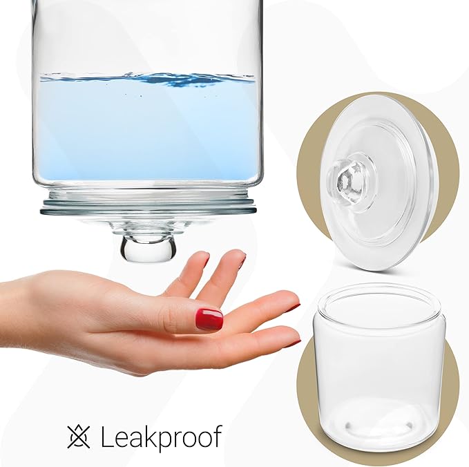 1 Gallon Glass Cookie Jars + Labels & Marker - Set of 2 Canister Sets for Kitchen Counter with Airtight Lids, Sugar Packet Holders Food Storage Containers with Lids Airtight for Pantry, Flour, Sugar.