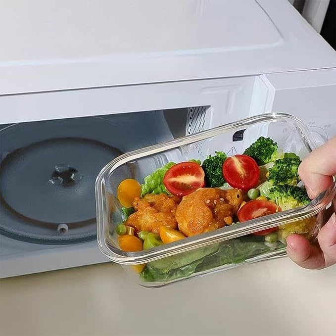 4Pack 13oz/0.37L Glass Meal Prep Containers with Lids, Glass Storage Containers with Lids, BPA-Free, Pantry Organizers and Storage, Freezer to Oven Safe (Clear)