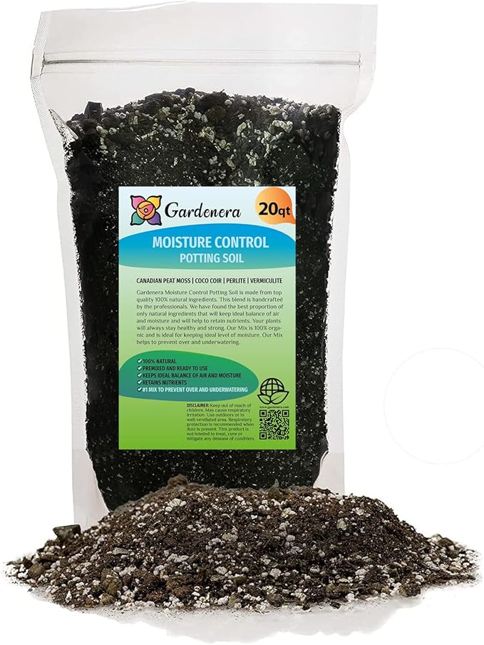 Gardenera Organic Moisture Control Potting Mix - Absorbs 33% More Water Than Basic Potting Soil - 20 Quart