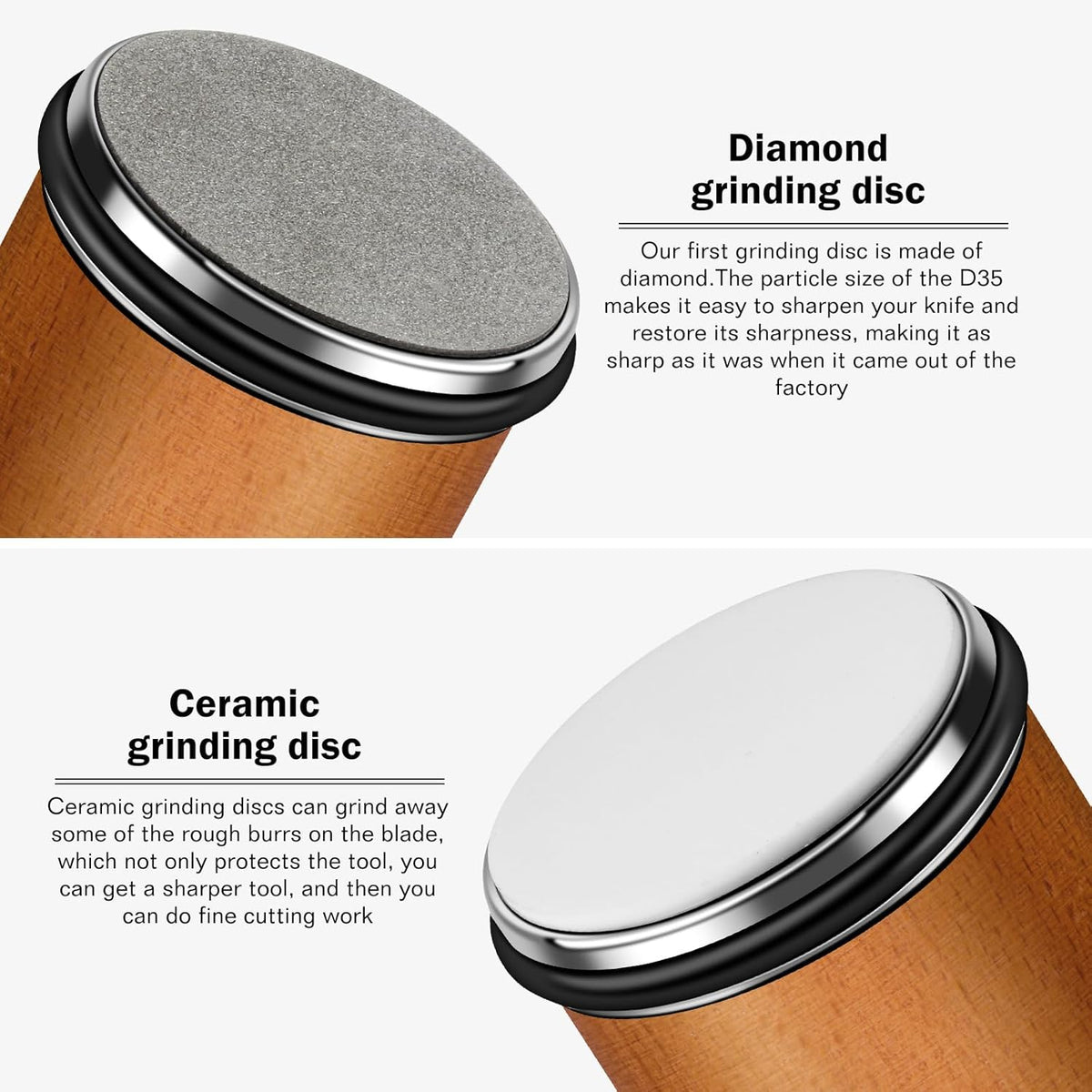 Knife Sharpener Tool, Rolling Knife Sharpener Kit, Knife Sharpening with Diamonds and Ceramic for Steel of Any Hardness, Kitchen knife Sharpener with 15 & 20 Degree Magnetic Angle(Brown)