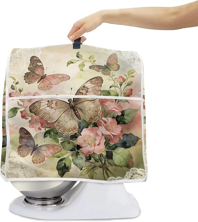 Tulip Bunny Stand Mixer Cover Portable Dust Cover for 6-8 Quart Kitchen Mixers with Handle and Pockets Small Appliance Protector for Home Kitchens