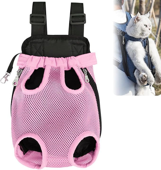 Portable Pet Carrier Backpack, Adjustable Pet Front Cat Dog Carrier Backpack Travel Bag for Small Medium Dogs Cats Puppies, Cat Backpack Carrier for Hiking Cycling (A, M)