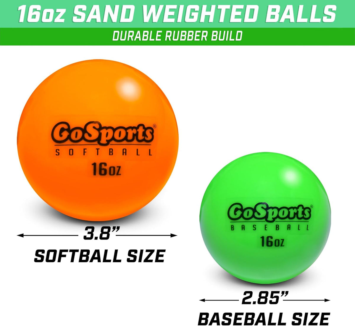 GoSports Weighted Training Balls - Choose Baseball or Softball - Hitting & Pitching Training for All Skill Levels - Improve Power and Mechanics