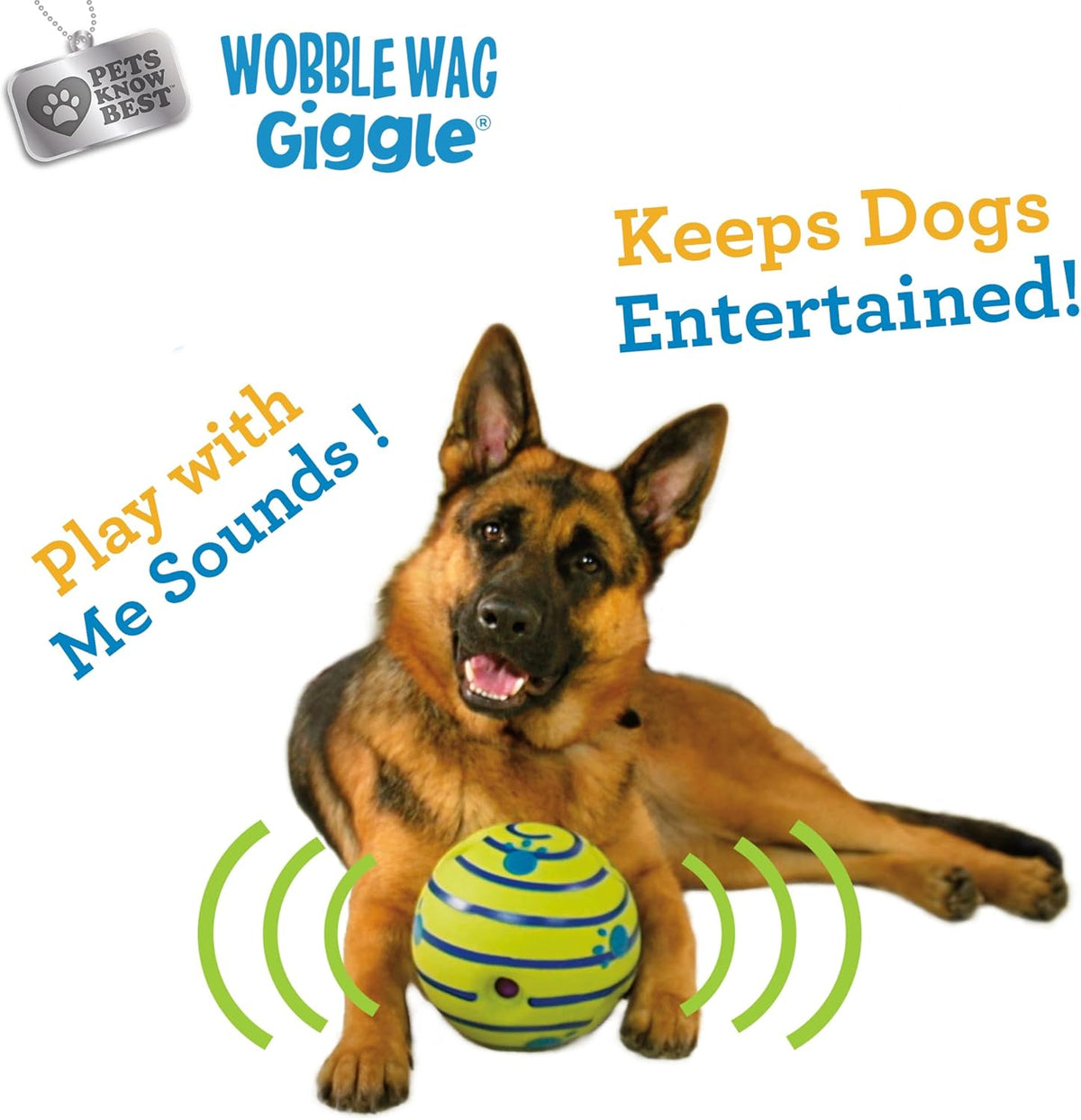 Wobble Wag Giggle Ball | Rolling Enrichment Toy for Fun Playtime, Interactive Play for Indoor or Outdoor, Keeps Dogs & Puppies Large, Medium or Small Busy & Moving, As Seen on TV | Pack of 1