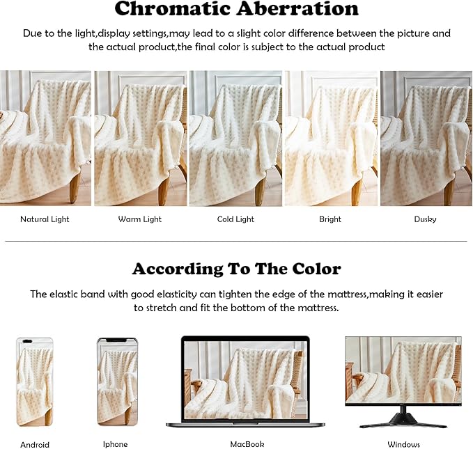 NEWCOSPLAY Super Soft Throw Blanket Ivory Premium Silky Flannel Fleece 3D Waffle Checkered Lightweight Bed Blanket All Season Use (Ivory, Throw(50"x70"))