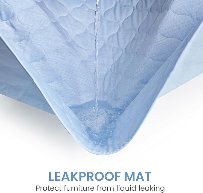 Cozy Bliss Leakproof Cooling Blanket for Large Dogs – Q-Max>0.4, Durable & Washable Dog Cooling Mat for Hot Weather, Soft Pet Throw & Couch Protector for Dogs & Cats, 40x60 Inch, Heather Cool Blue