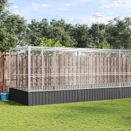 Outdoor Aviary Bird Cage, Galvanized Steel Outside Ample Activity Space Birdcage, 409.1"x81.5"x83.5", -271